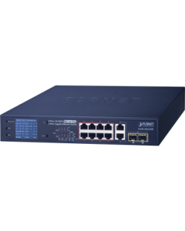 Switch PoE+ / distancia 250 metros / 8 puertos + 2 combo TP/SFP gigabit y pantalla LCD para monitoreo